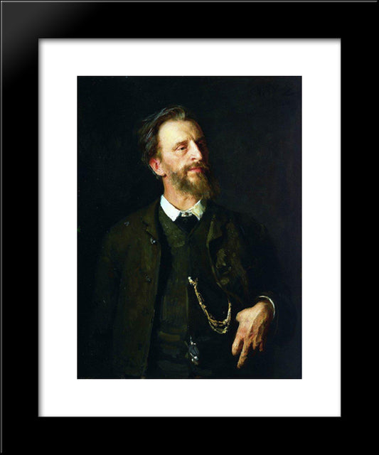 Portrait Of The Artist Grigory Myasoedov 20x24 Black Modern Wood Framed Art Print Poster by Repin, Ilya