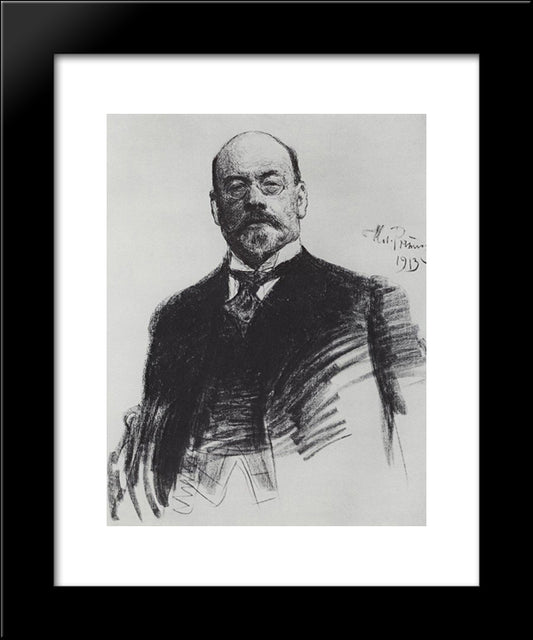 Portrait Of The Artist I.S. Ostroukhov 20x24 Black Modern Wood Framed Art Print Poster by Repin, Ilya