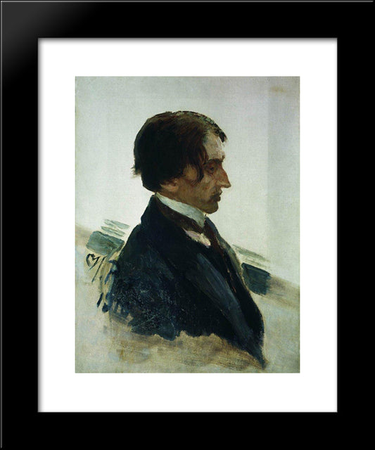 Portrait Of The Artist Isaak Brodskiy 20x24 Black Modern Wood Framed Art Print Poster by Repin, Ilya