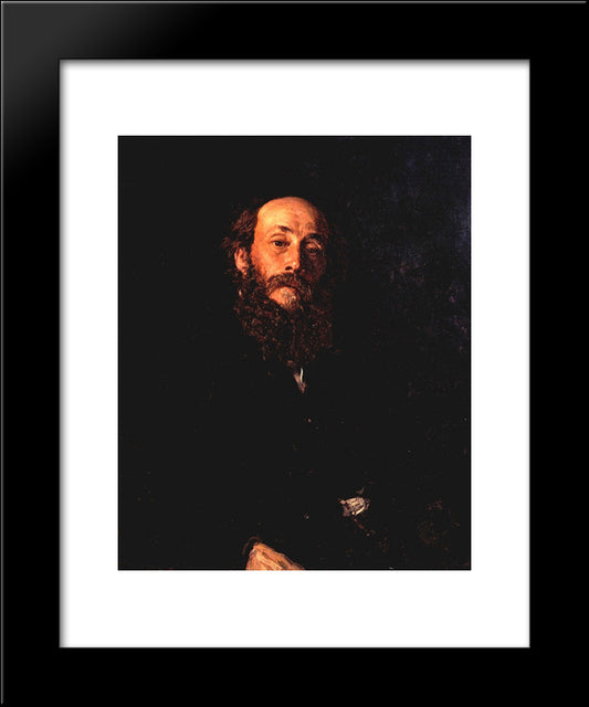 Portrait Of The Artist Nikolay Gay 20x24 Black Modern Wood Framed Art Print Poster by Repin, Ilya