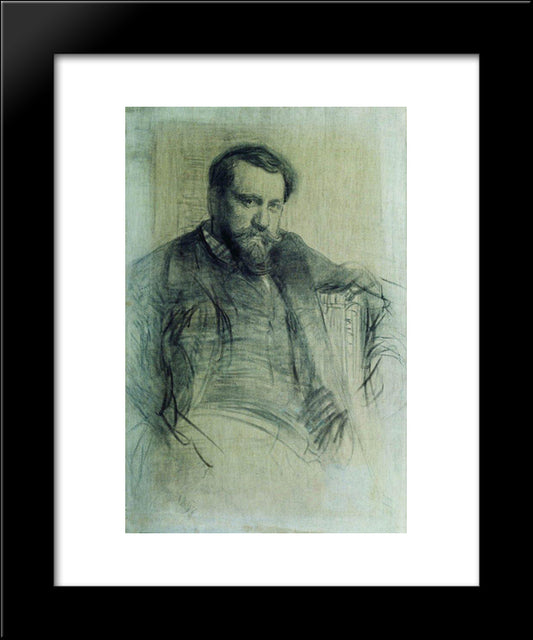 Portrait Of The Artist Valentin Serov 20x24 Black Modern Wood Framed Art Print Poster by Repin, Ilya