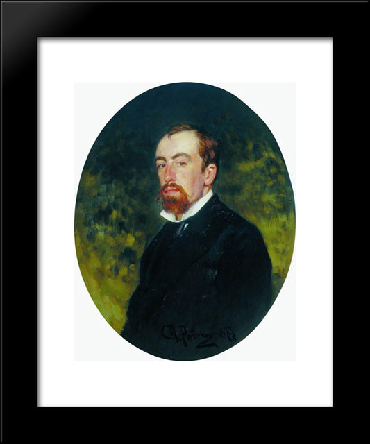 Portrait Of The Artist Vasily Polenov 20x24 Black Modern Wood Framed Art Print Poster by Repin, Ilya