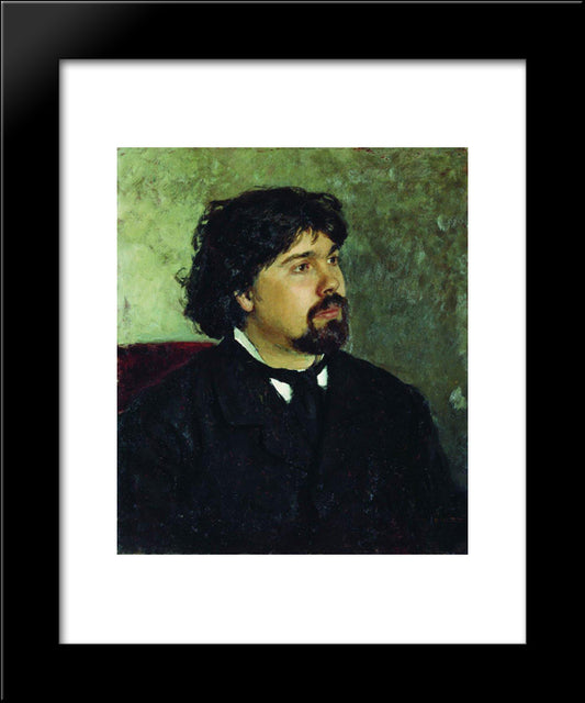 Portrait Of The Artist Vasily Surikov 20x24 Black Modern Wood Framed Art Print Poster by Repin, Ilya