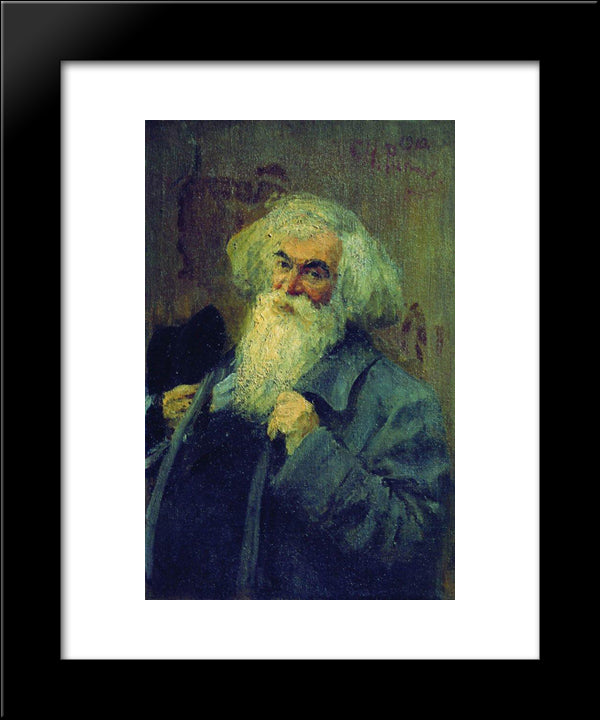 Portrait Of The Author Ieronim Yasinsky 20x24 Black Modern Wood Framed Art Print Poster by Repin, Ilya