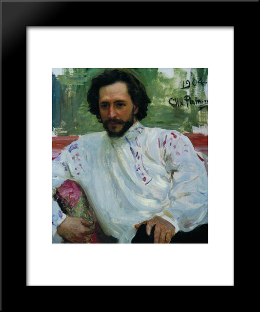 Portrait Of The Author Leonid Andreev 20x24 Black Modern Wood Framed Art Print Poster by Repin, Ilya