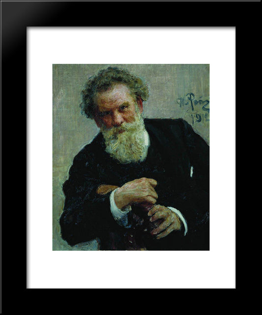 Portrait Of The Author Vladimir Korolemko 20x24 Black Modern Wood Framed Art Print Poster by Repin, Ilya