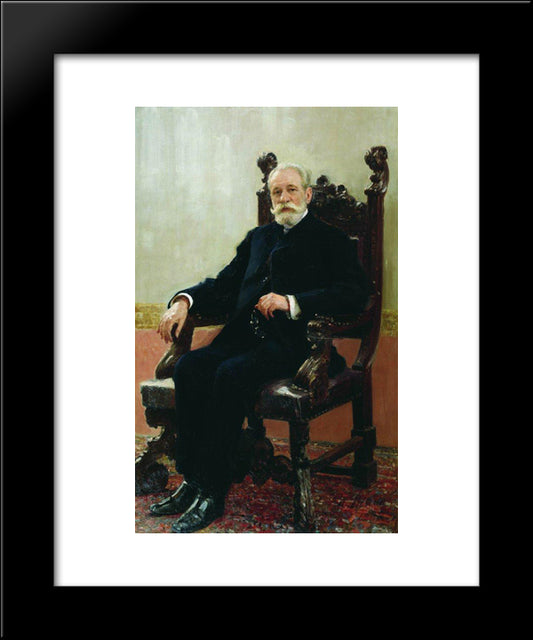 Portrait Of The Chairman Of The Azov-Don Commercial Bank In St. Petersburg, A.B. Nenttsel 20x24 Black Modern Wood Framed Art Print Poster by Repin, Ilya