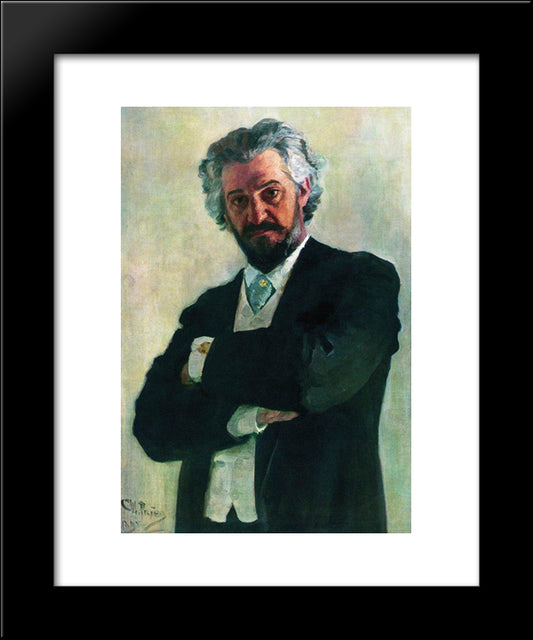 Portrait Of The Chello Player Alexander Verzhbilovich 20x24 Black Modern Wood Framed Art Print Poster by Repin, Ilya