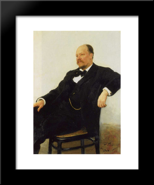 Portrait Of The Composer Anatoly Konstantinovich Lyadov 20x24 Black Modern Wood Framed Art Print Poster by Repin, Ilya