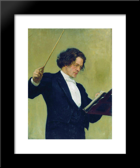 Portrait Of The Composer Anton Rubinstein 20x24 Black Modern Wood Framed Art Print Poster by Repin, Ilya