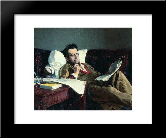 Portrait Of The Composer Mikhail Glinka 20x24 Black Modern Wood Framed Art Print Poster by Repin, Ilya