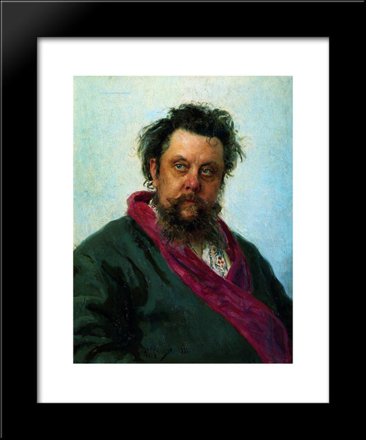 Portrait Of The Composer Modest Musorgsky 20x24 Black Modern Wood Framed Art Print Poster by Repin, Ilya