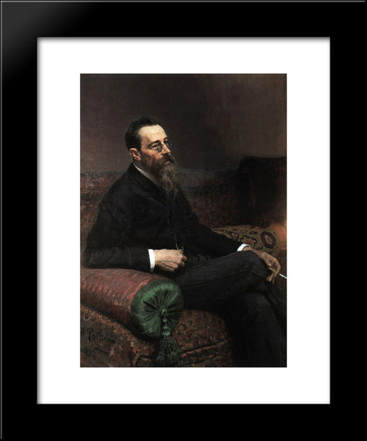 Portrait Of The Composer Nikolay Rymsky-Korsakov 20x24 Black Modern Wood Framed Art Print Poster by Repin, Ilya