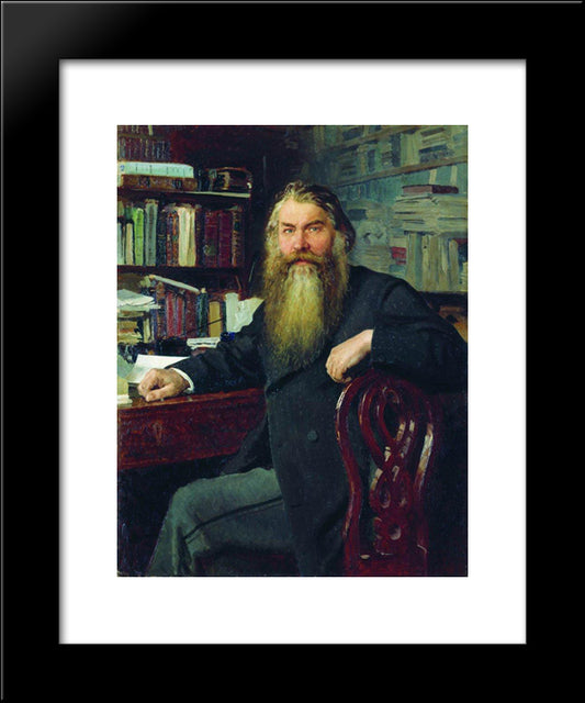 Portrait Of The Historian And Archaeologist Ivan Egorovich Zabelin 20x24 Black Modern Wood Framed Art Print Poster by Repin, Ilya