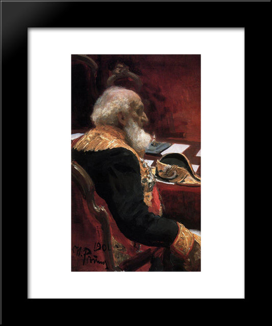 Portrait Of The Honorary Member Of The Academy Of Sciences And Academy Of Arts P.P.Semenov-Tian-Shanskiy 20x24 Black Modern Wood Framed Art Print Poster by Repin, Ilya