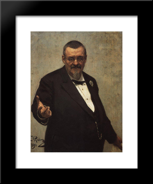 Portrait Of The Lawyer Vladimir Spasovitch 20x24 Black Modern Wood Framed Art Print Poster by Repin, Ilya