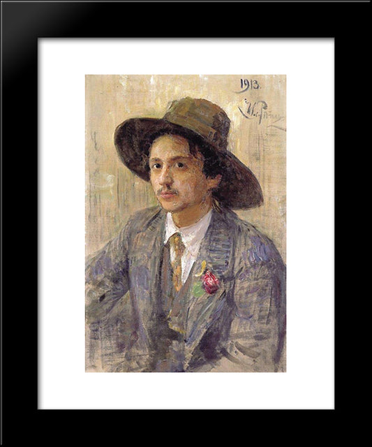 Portrait Of The Painter Isaak Izrailevich Brodsky 20x24 Black Modern Wood Framed Art Print Poster by Repin, Ilya