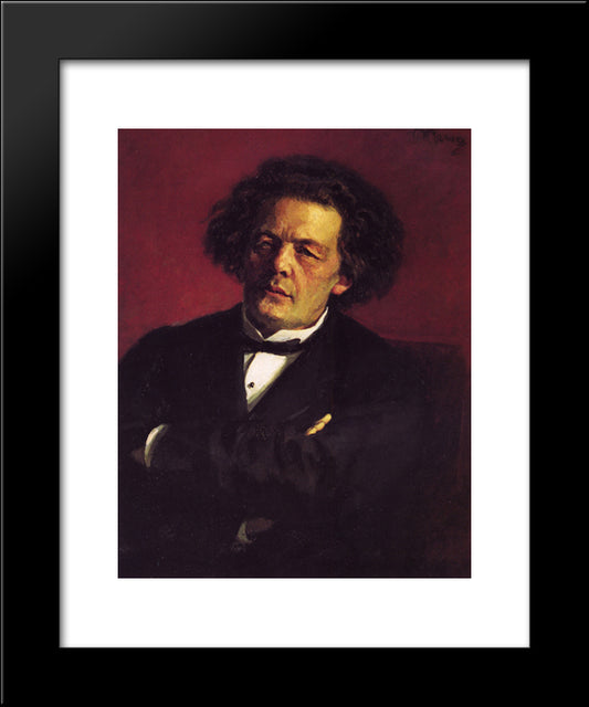 Portrait Of The Pianist, Conductor And Composer Anton Grigorievich Rubinstein 20x24 Black Modern Wood Framed Art Print Poster by Repin, Ilya