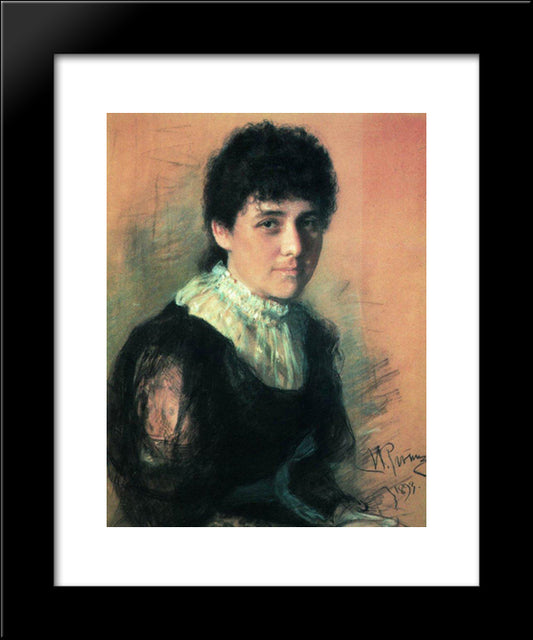 Portrait Of The Sculptor E.P.Tarhanova-Antokolskaya 20x24 Black Modern Wood Framed Art Print Poster by Repin, Ilya