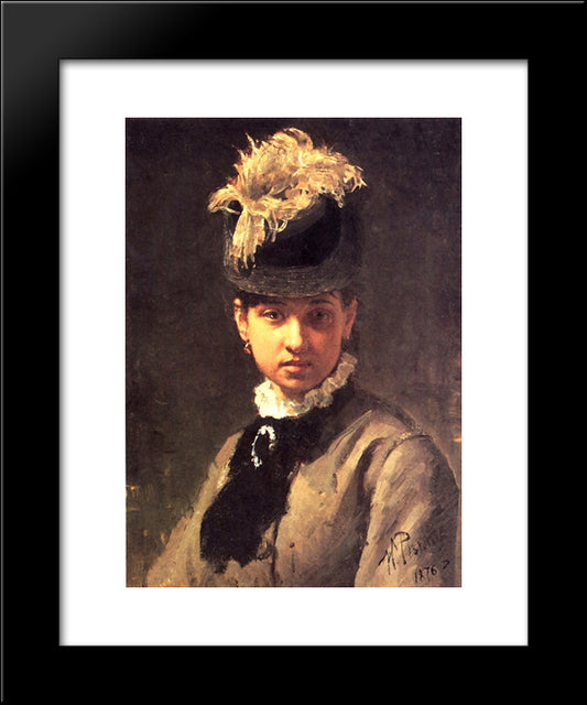 Portrait Of Vera Repina, The Artist'S Wife 20x24 Black Modern Wood Framed Art Print Poster by Repin, Ilya