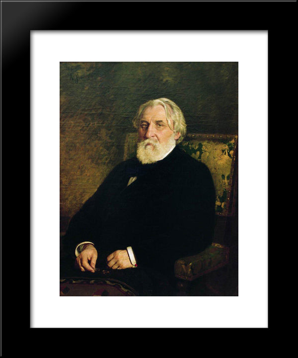 Portrait Of Writer Ivan Sergeyevich Turgenev 20x24 Black Modern Wood Framed Art Print Poster by Repin, Ilya