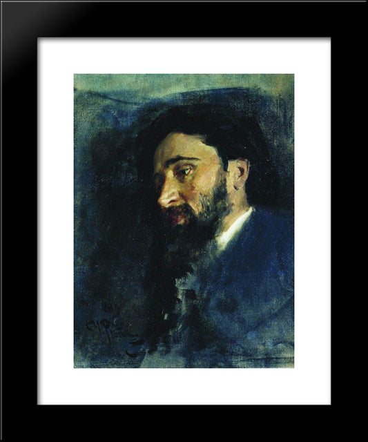 Portrait Of Writer Vsevolod Mikhailovich Garshin. Study. 20x24 Black Modern Wood Framed Art Print Poster by Repin, Ilya