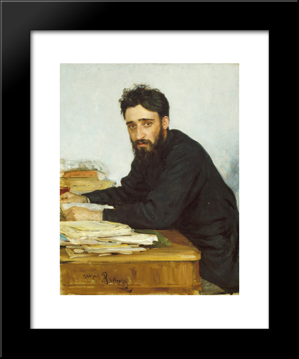 Portrait Of Writer Vsevolod Mikhailovich Garshin 20x24 Black Modern Wood Framed Art Print Poster by Repin, Ilya