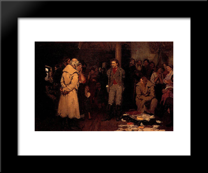 Putting A Propagandist Under Arrest 20x24 Black Modern Wood Framed Art Print Poster by Repin, Ilya