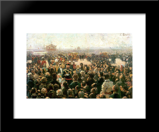 Reception For Local Cossack Leaders By Alexander Iii In The Court Of The Petrovsky Palace In Moscow 20x24 Black Modern Wood Framed Art Print Poster by Repin, Ilya