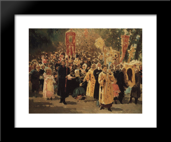 Religious Procession In An Oak Forest. Appearance Of The Icon 20x24 Black Modern Wood Framed Art Print Poster by Repin, Ilya