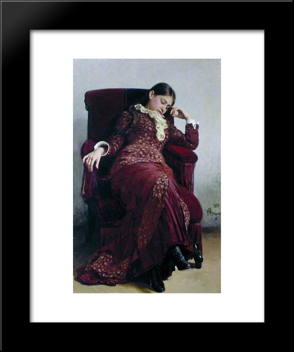 Rest. Portrait Of Vera Repina, The Artist' S Wife. 20x24 Black Modern Wood Framed Art Print Poster by Repin, Ilya