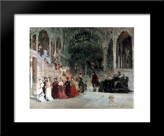 Scene From Balet (Study) 20x24 Black Modern Wood Framed Art Print Poster by Repin, Ilya