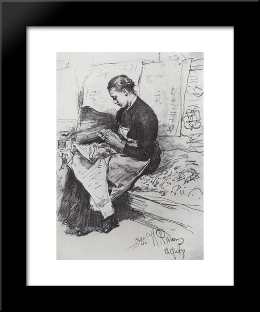 Seamstress 20x24 Black Modern Wood Framed Art Print Poster by Repin, Ilya