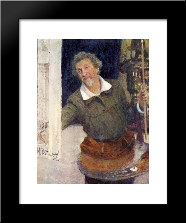 Self Portrait At Work 20x24 Black Modern Wood Framed Art Print Poster by Repin, Ilya