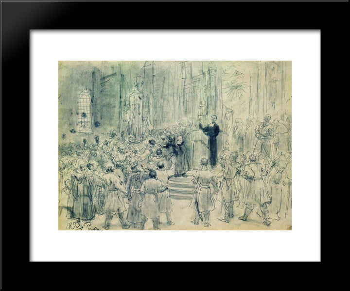 Sermon Of Josaphat Kuntsevich In Belarus 20x24 Black Modern Wood Framed Art Print Poster by Repin, Ilya