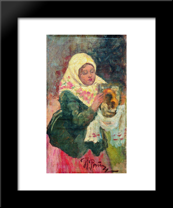 Sketch For The Painting Krestny Khod (Religious Procession) In Kursk Gubernia 20x24 Black Modern Wood Framed Art Print Poster by Repin, Ilya