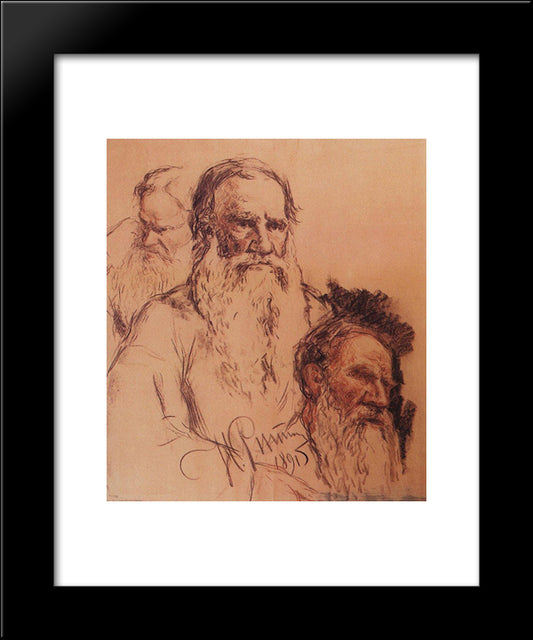 Sketches Of Leo Tolstoy 20x24 Black Modern Wood Framed Art Print Poster by Repin, Ilya