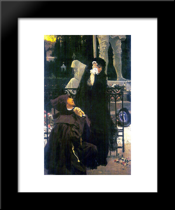 Stone Guest, Don Juan And Donna Anna 20x24 Black Modern Wood Framed Art Print Poster by Repin, Ilya