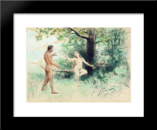 Temptation 20x24 Black Modern Wood Framed Art Print Poster by Repin, Ilya