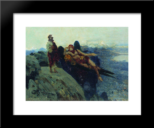 Temptation Of Christ 20x24 Black Modern Wood Framed Art Print Poster by Repin, Ilya