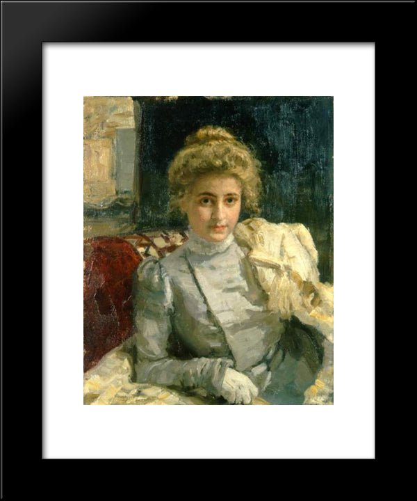 The Blond (Portrait Of Tevashova) 20x24 Black Modern Wood Framed Art Print Poster by Repin, Ilya