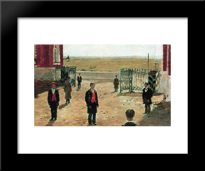 The Courtyard Of Petrovsky Palace 20x24 Black Modern Wood Framed Art Print Poster by Repin, Ilya