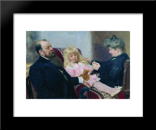 The Delarov Family Portrait 20x24 Black Modern Wood Framed Art Print Poster by Repin, Ilya