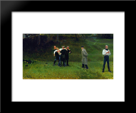 The Duel 20x24 Black Modern Wood Framed Art Print Poster by Repin, Ilya