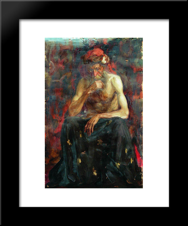 The Model In The Turban 20x24 Black Modern Wood Framed Art Print Poster by Repin, Ilya