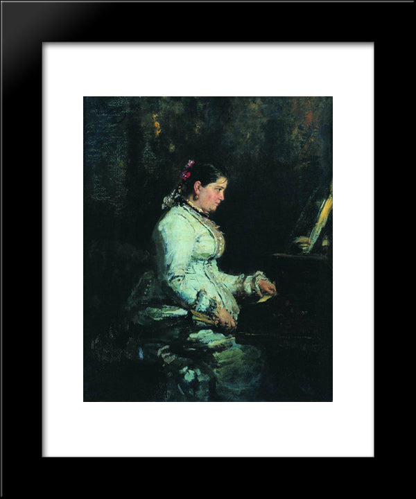 The Piano. Portrait Of S.V. Tarnovskaya 20x24 Black Modern Wood Framed Art Print Poster by Repin, Ilya