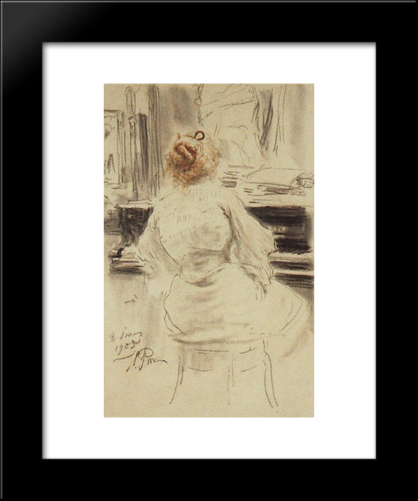 The Piano 20x24 Black Modern Wood Framed Art Print Poster by Repin, Ilya