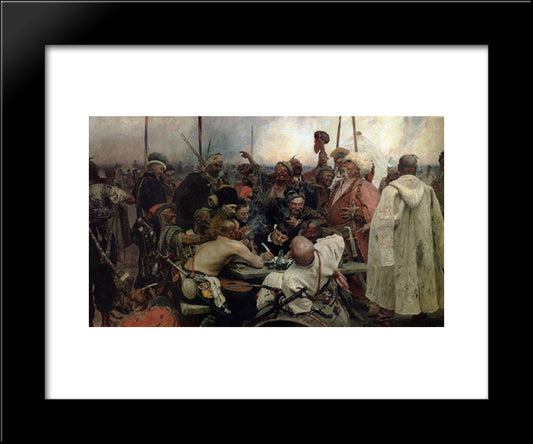 The Reply Of The Zaporozhian Cossacks To Sultan Mahmoud Iv 20x24 Black Modern Wood Framed Art Print Poster by Repin, Ilya