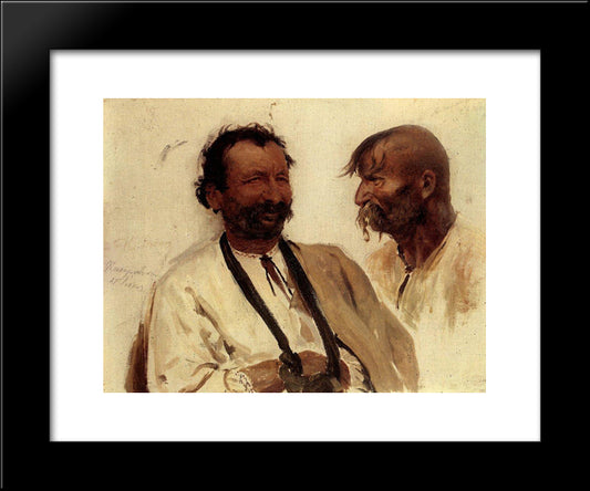 Two Ukrainian Peasants 20x24 Black Modern Wood Framed Art Print Poster by Repin, Ilya