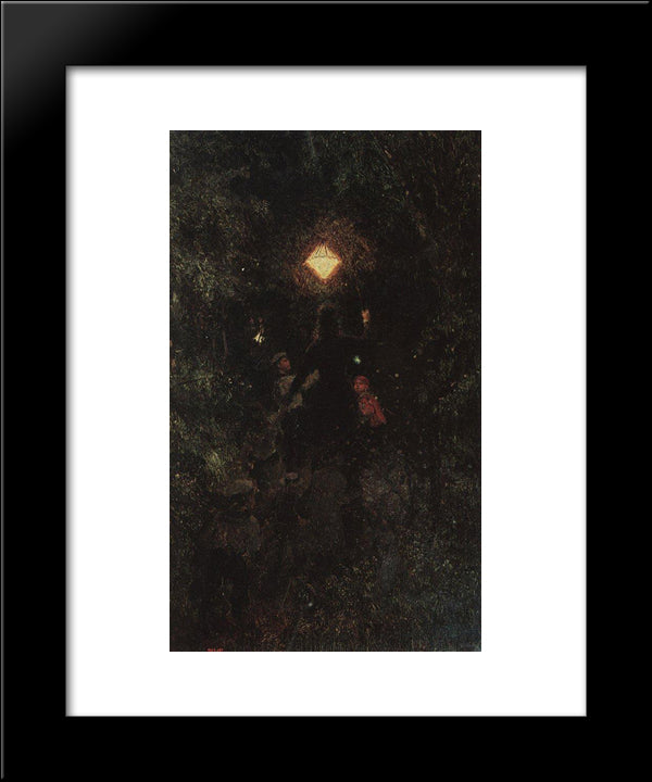 Walk With Lanterns 20x24 Black Modern Wood Framed Art Print Poster by Repin, Ilya